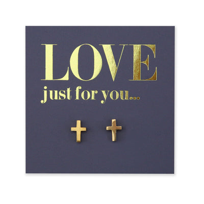 Stainless Steel Earring Studs - Love Just For You - CROSS