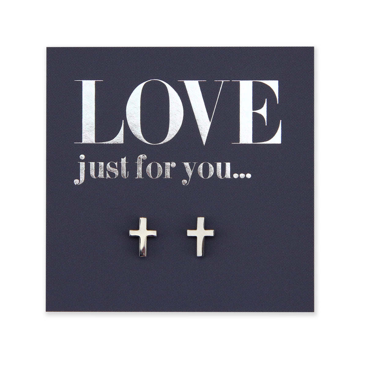 Stainless Steel Earring Studs - Love Just For You - CROSS