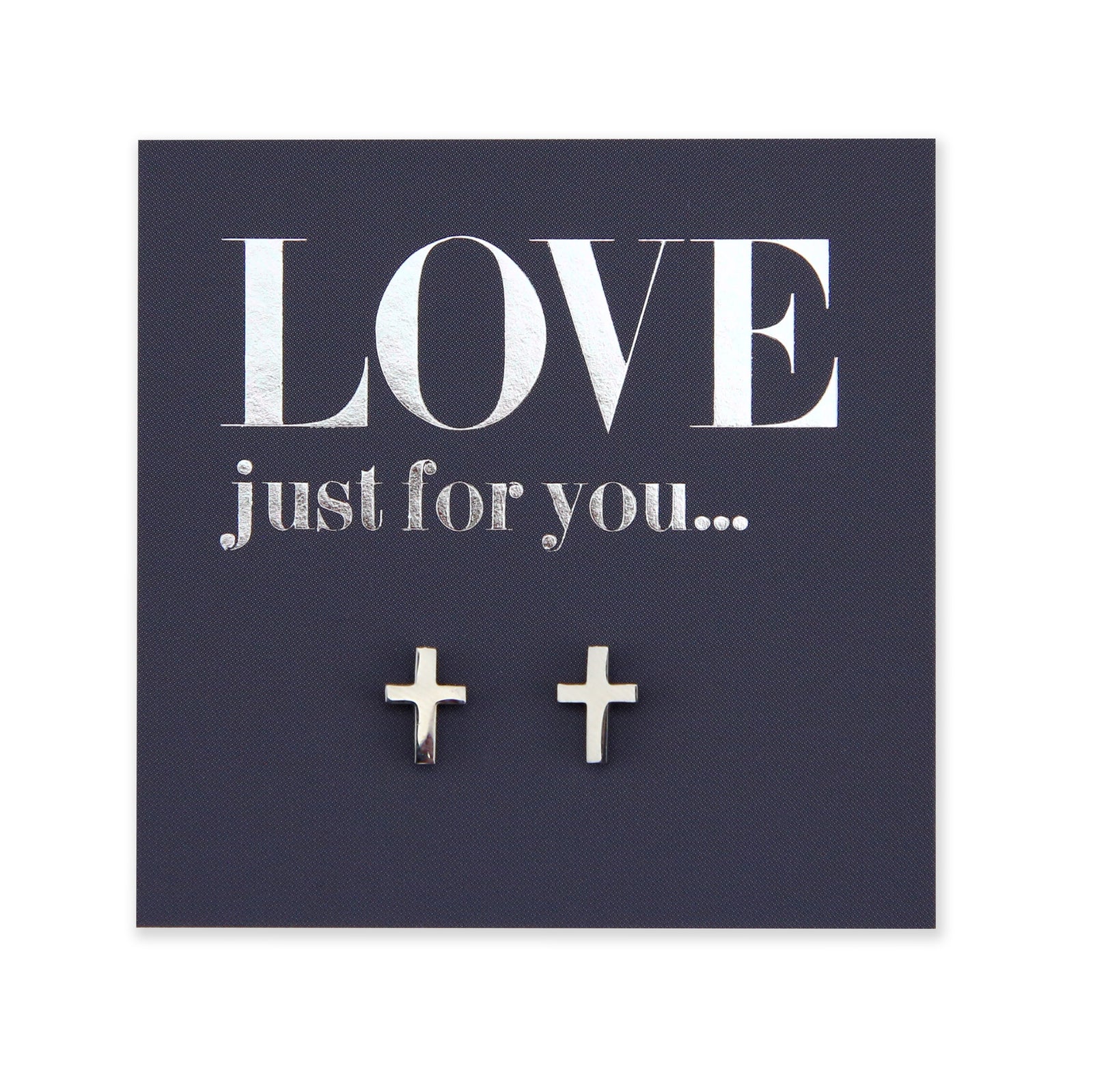 Stainless Steel Earring Studs - Love Just For You - CROSS