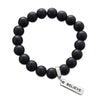 Stone Bracelet - Matt Black Onyx Large 10mm Beads - with Word Charms