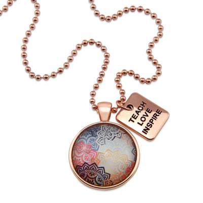 BOHO Collection - Rose Gold 'TEACH LOVE INSPIRE' Necklace - Maya (10131)