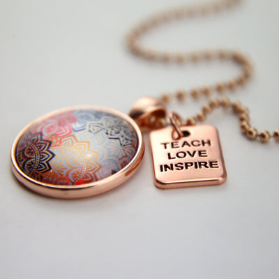 BOHO Collection - Rose Gold 'TEACH LOVE INSPIRE' Necklace - Maya (10131)