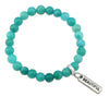 Ocean jade teal coloured stone agate bracelet with silver charm