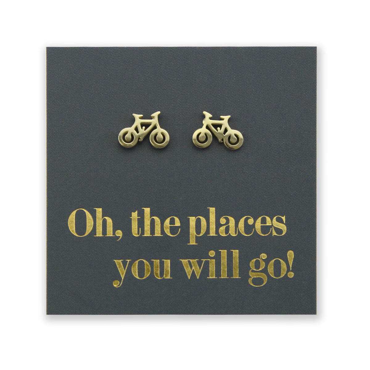Stainless Steel Earring Studs Oh, The Places You Will Go BICYCLES gold, silver, rose gold, black