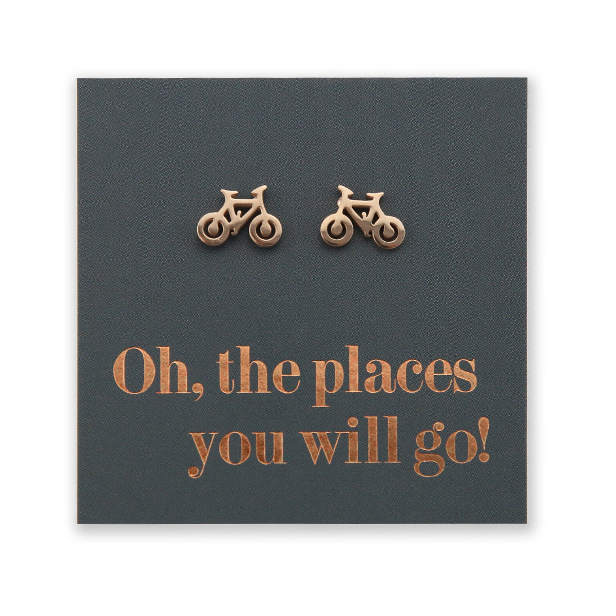 Stainless Steel Earring Studs Oh, The Places You Will Go BICYCLES gold, silver, rose gold, black