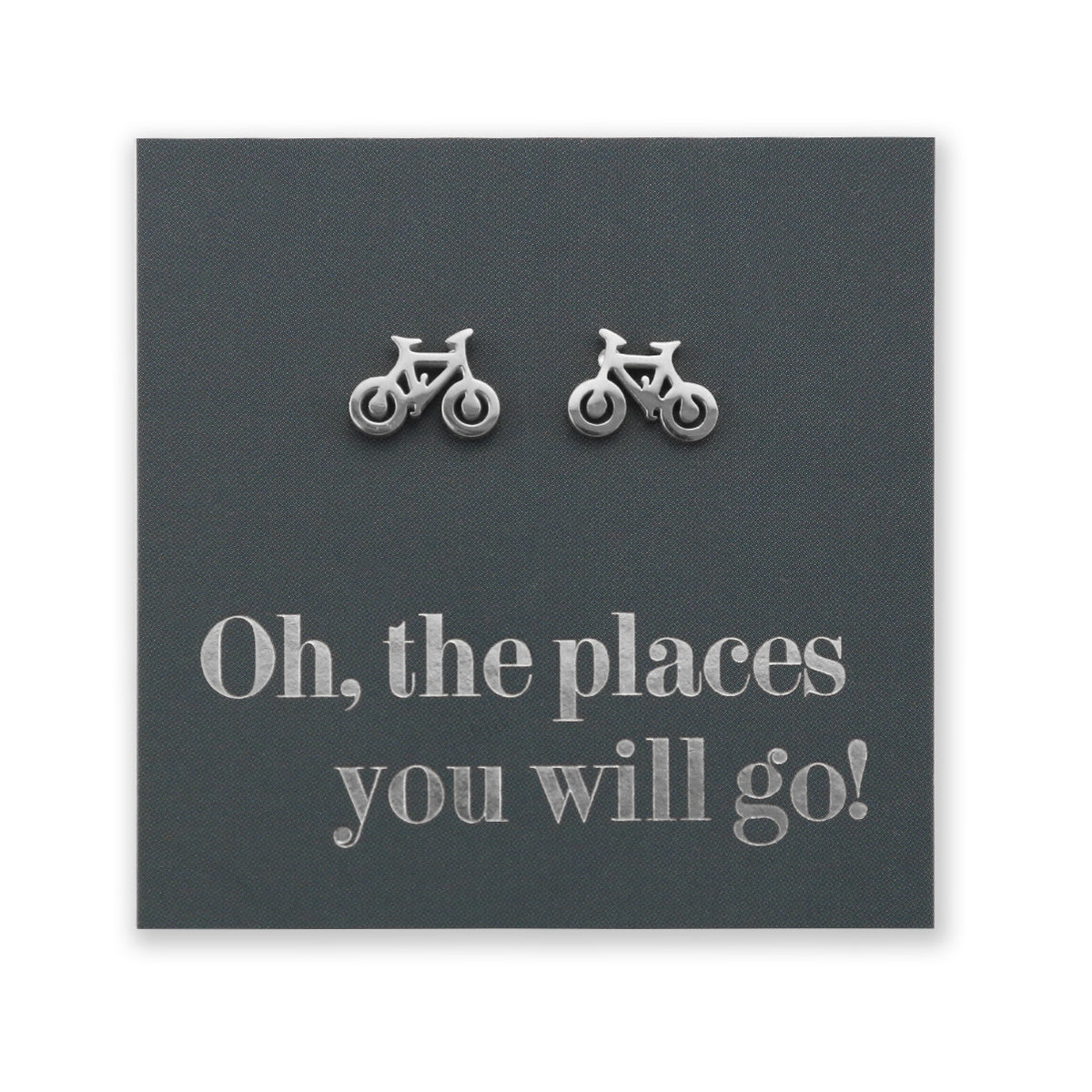 Stainless Steel Earring Studs Oh, The Places You Will Go BICYCLES gold, silver, rose gold, black