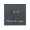 Dove + Branch Studs - Sterling Silver + CZ - Peace + Love (8215-R)