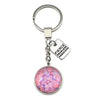 PINK COLLECTION - Vintage Silver 'FIERCE FEARLESS FABULOUS'  Keyring -  Pink Ice (12254)