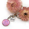 PINK COLLECTION - Vintage Silver 'FIERCE FEARLESS FABULOUS'  Keyring -  Pink Ice (12254)