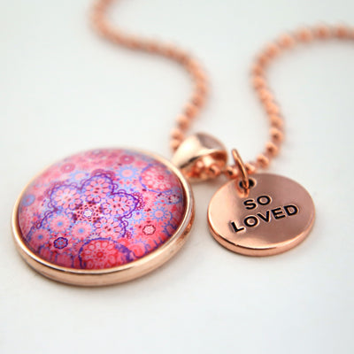 PINK COLLECTION - Rose Gold 'SO LOVED' Necklace - Pink Ice (10531)
