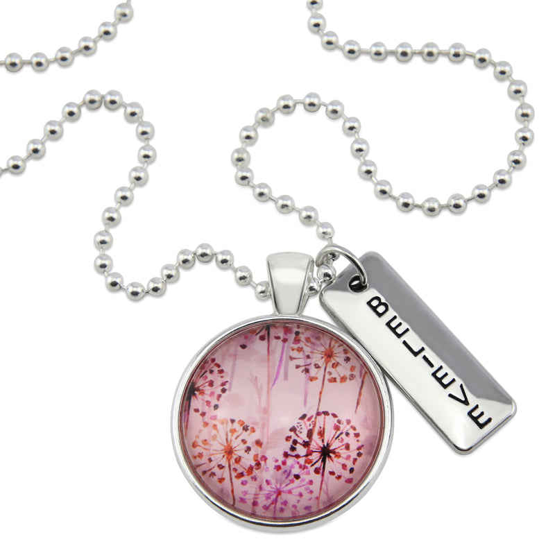PINK COLLECTION - Bright Silver 'BELIEVE' Necklace - Pink Wish (10335)