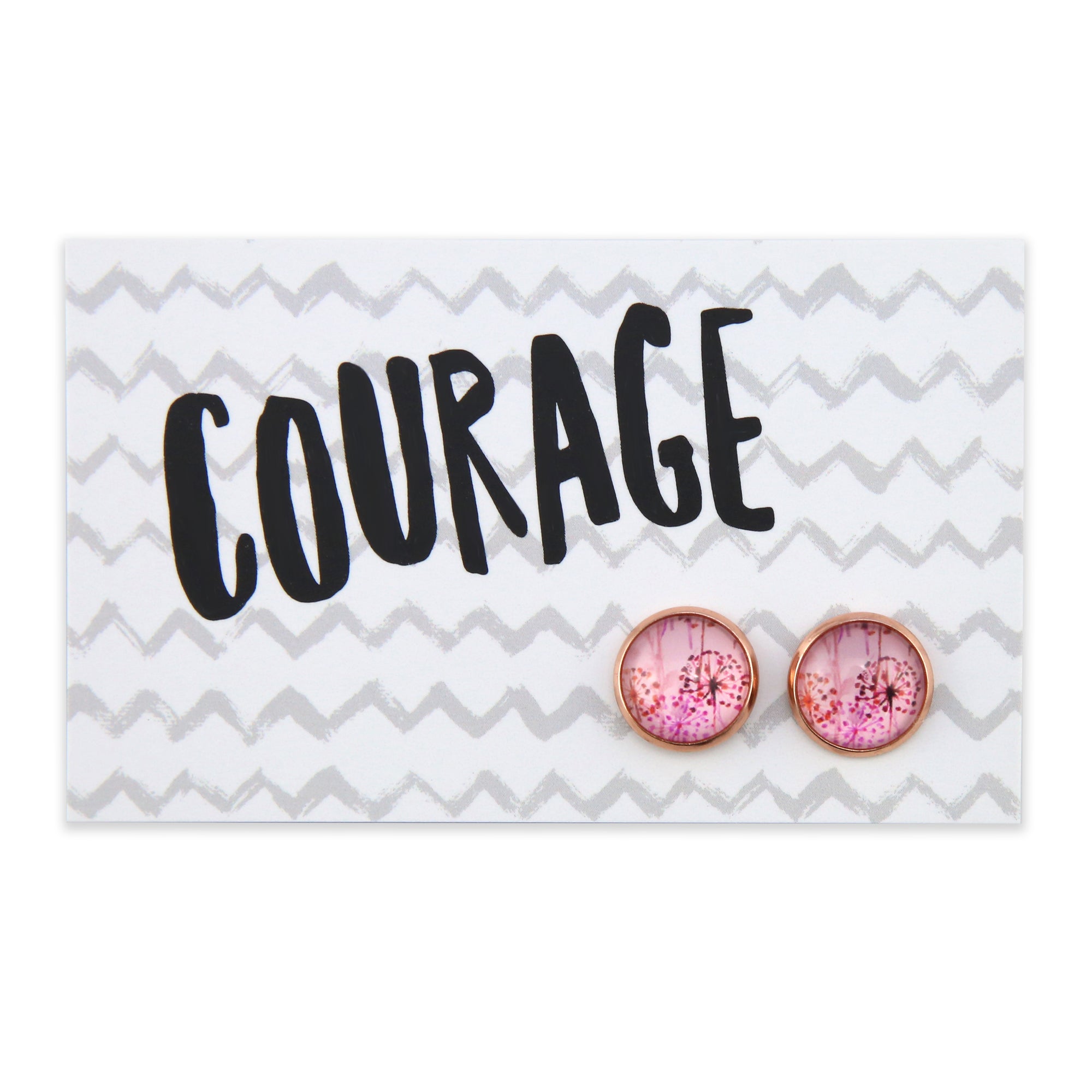 PINK COLLECTION - Courage - Rose Gold 12mm Circle Studs - Pink Wish (12214)
