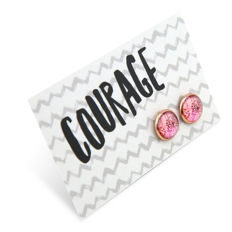 PINK COLLECTION - Courage - Rose Gold 12mm Circle Studs - Pink Wish (12214)