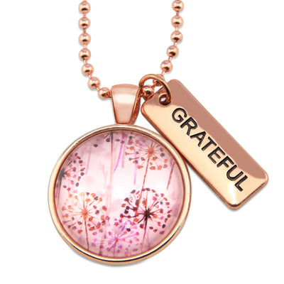 PINK COLLECTION - Rose Gold 'GRATEFUL' Necklace - Pink Wish (10234)