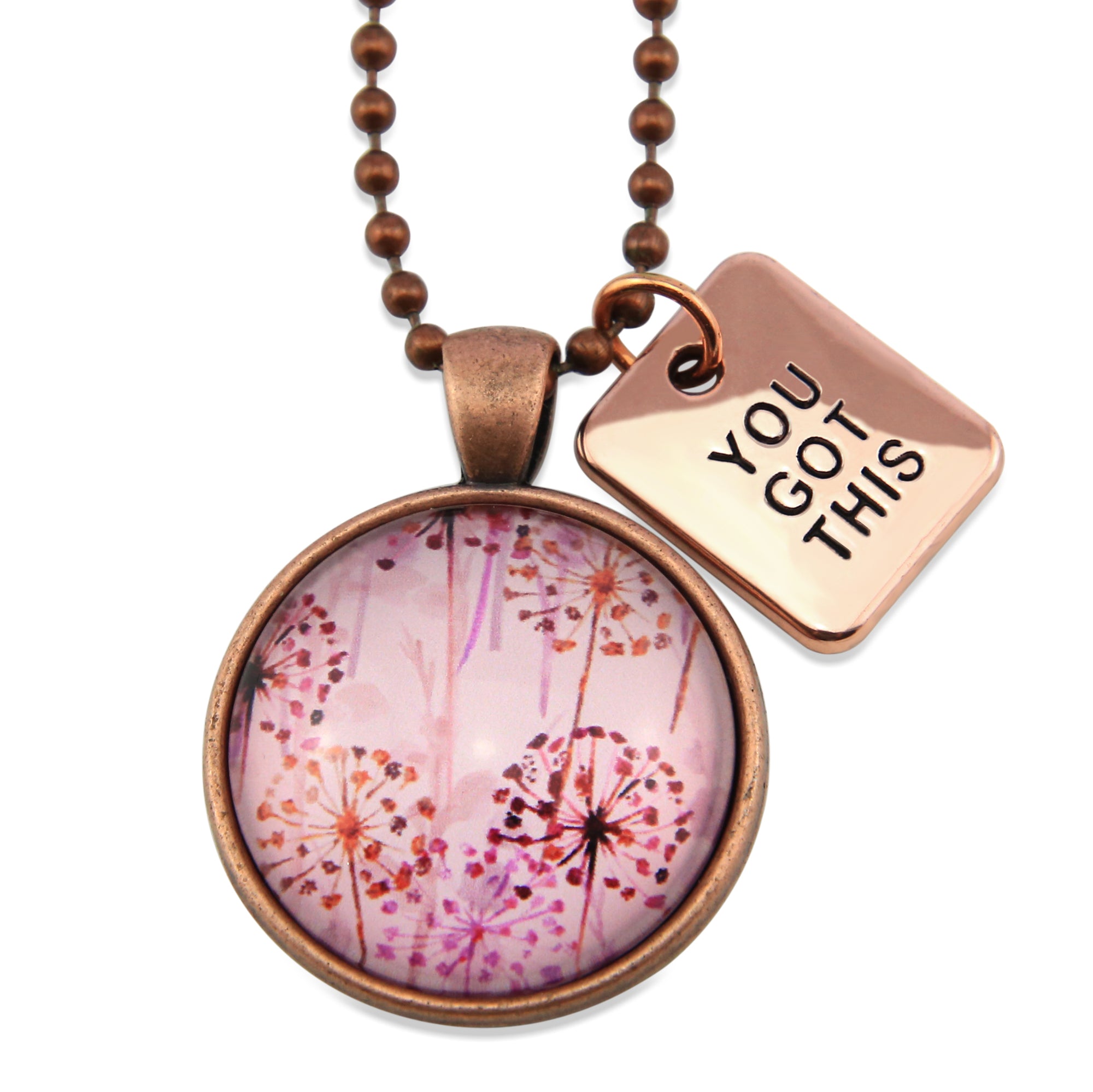 PINK COLLECTION - Vintage Copper 'YOU GOT THIS' Necklace - Pink Wish (11333)
