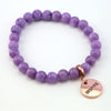 Lava Stone Bracelet -  8mm Purple Agate + Lava Stone beads - with Rose Gold Word Charm