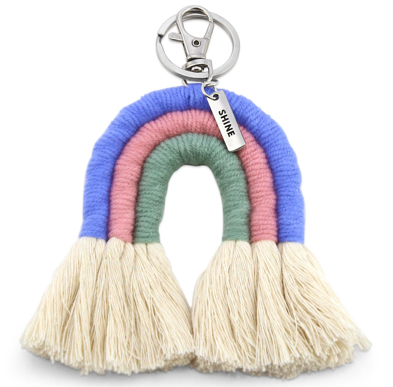 Handwoven Rainbow Keyring / Bag Accessory 'SHINE' in Silver - GRACE (7016-1)