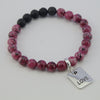 Lava Stone Bracelet -  8mm Raspberry Speckle + Lava Stone beads - with Silver Word Charm