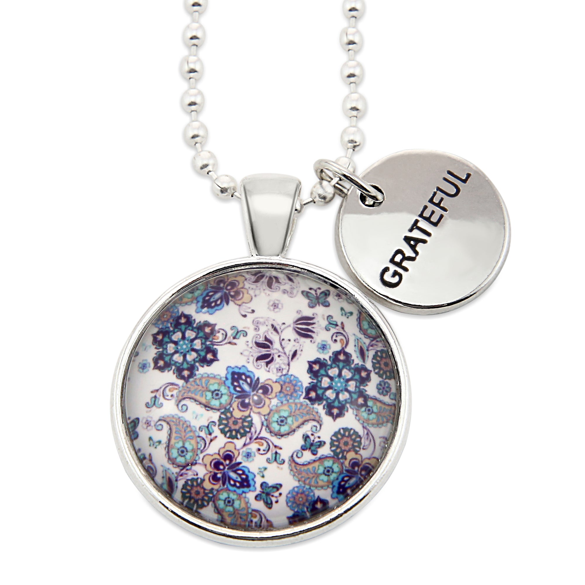 BOHO Collection - Bright Silver 'GRATEFUL' Necklace - Rhapsody (11242)