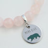 Mama Bear Charm, rose quartz bracelet