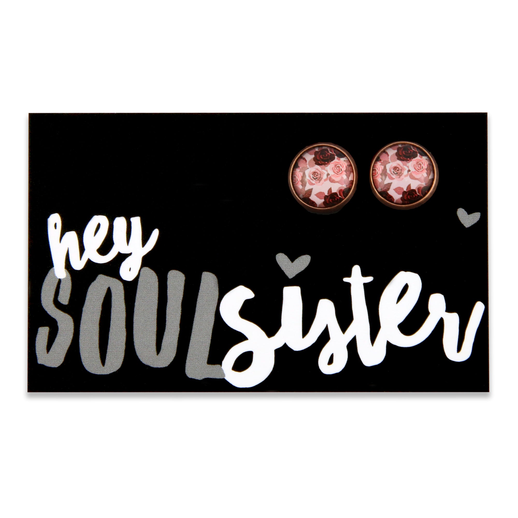 PINK COLLECTION - Hey Soul Sister - Vintage Copper surround circle studs - Rosie (8101-F)