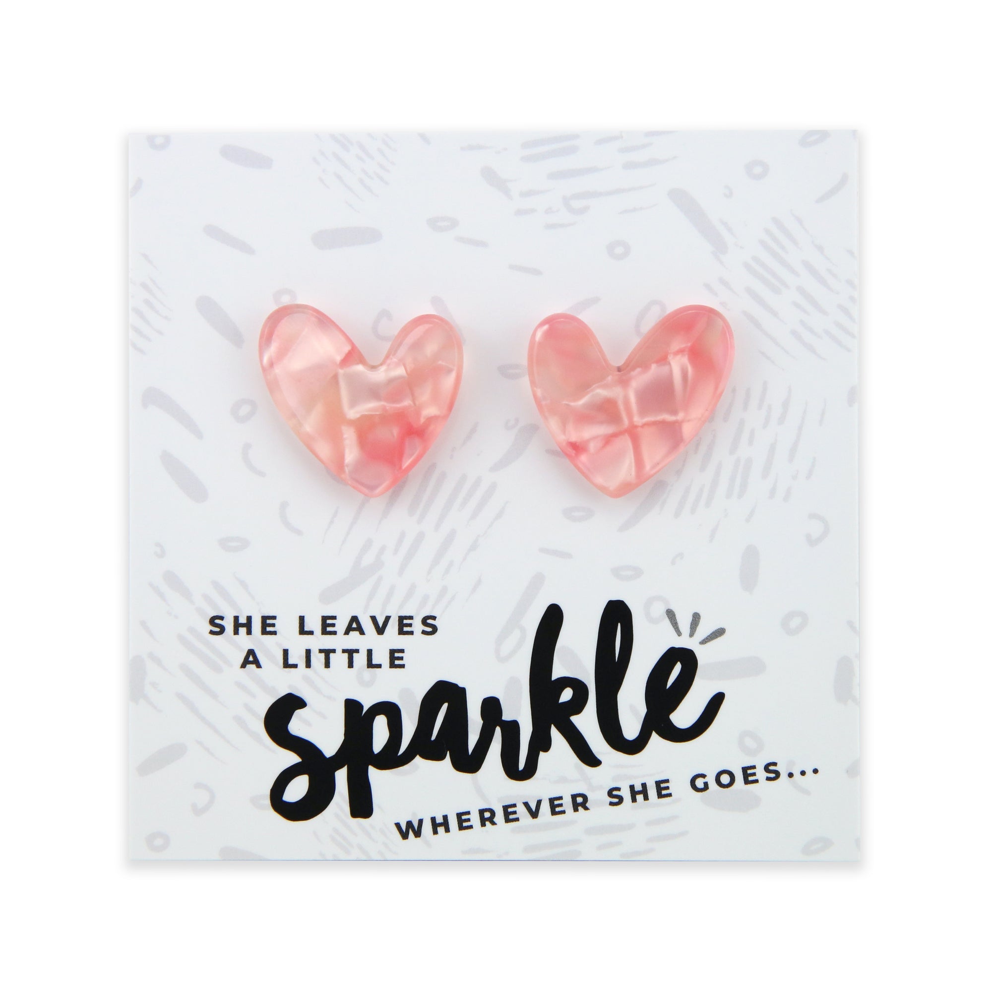 She Leaves A Little Sparkle Wherever She Goes - Resin Heart Studs - Valentine (11442)