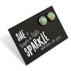 SPARKLEFEST - She Leaves A Little Sparkle - Rose Gold Earrings - Aqua Gold Leaf (9503)