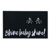 Star cluster silver earring studs on shine baby shine card.