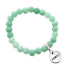 Stone Bracelet 8mm Soft Leafy Green Agate - With Silver Word Charms