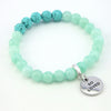 Lava Stone Bracelet -  8mm Soft Mint Lava Stone beads - with Silver Word Charm