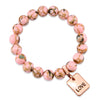 Soft Pink Synthesis Stone 10mm Bead Bracelet with Love Rose Gold Word Charm. Fundraiser for the National Breast Cancer Foundation