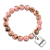 Soft Pink Synthesis Stone 10mm Bead Bracelet with Strong Silver Word Charm. Fundraiser for the National Breast Cancer Foundation