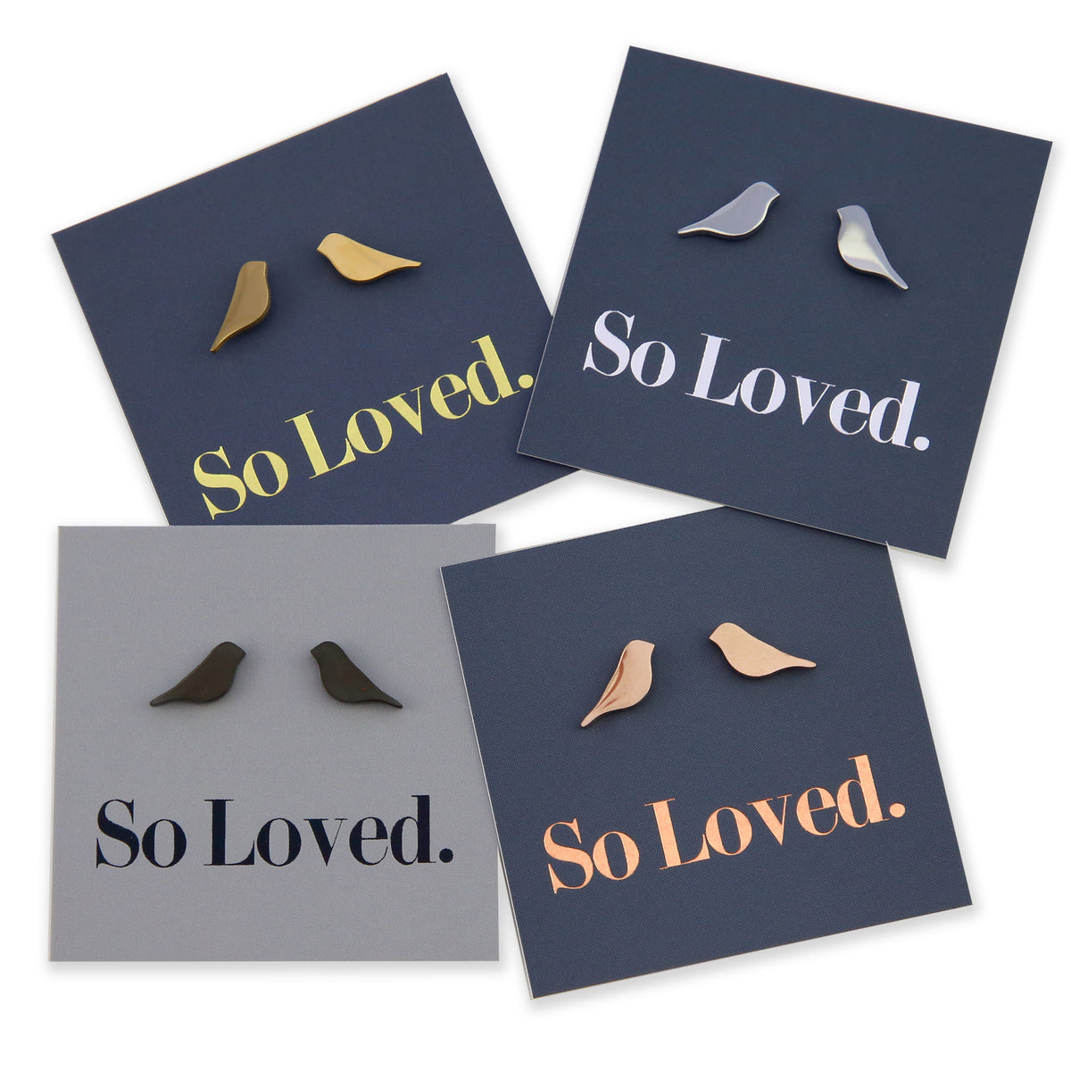 Stainless Steel Earring Studs - So Loved - BIRDS