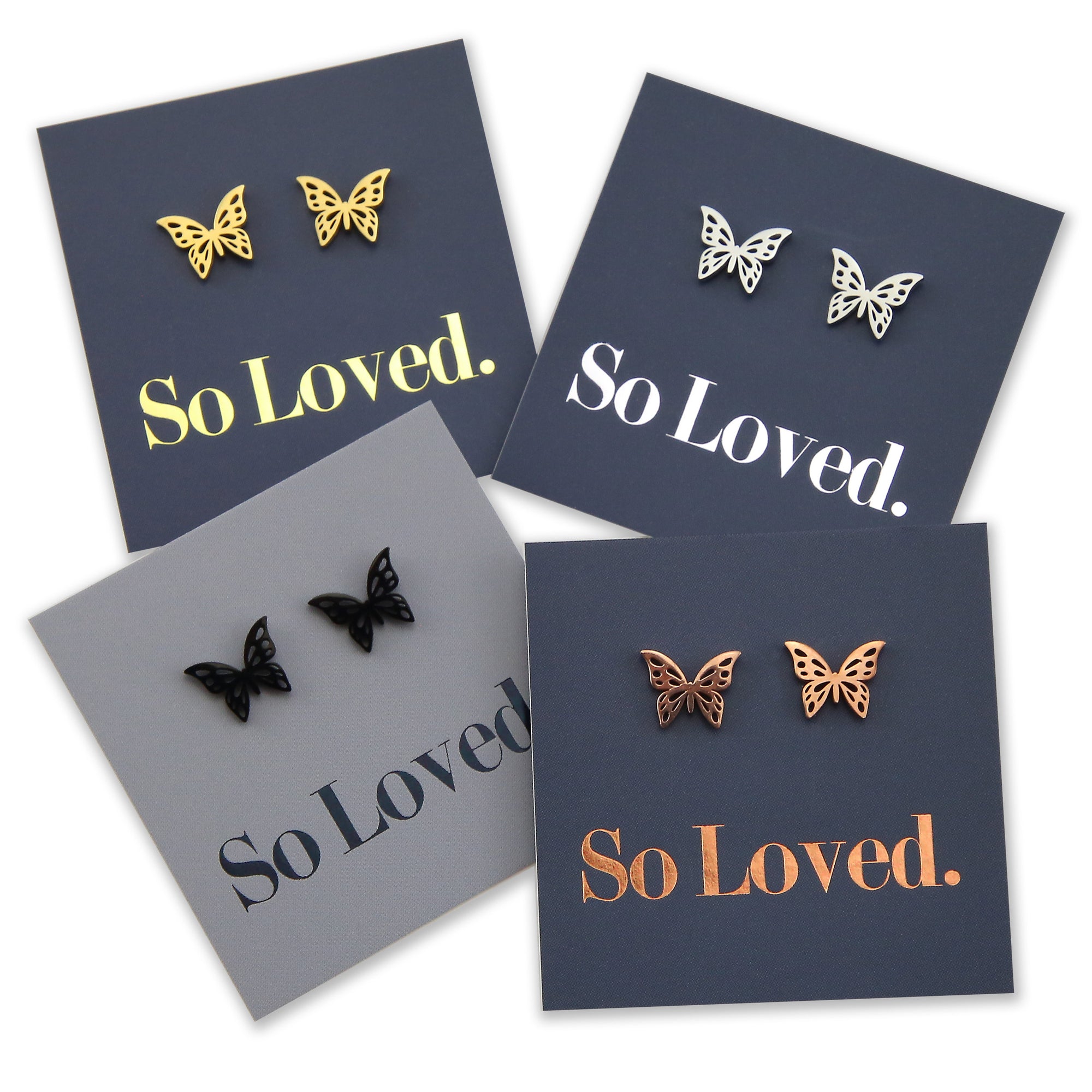 Stainless Steel Earring Studs - So Loved - BUTTERFLY BEAUTIES