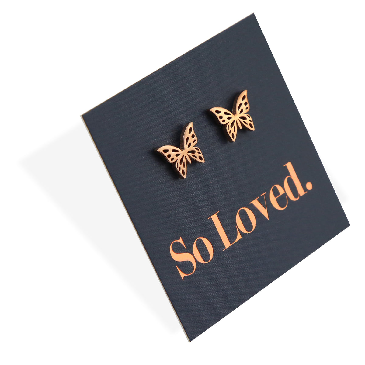 Stainless Steel Earring Studs - So Loved - BUTTERFLIES