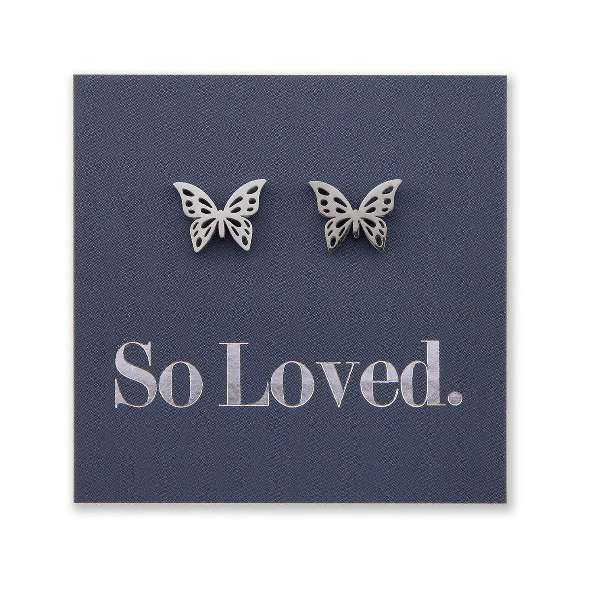 Stainless Steel Earring Studs - So Loved - BUTTERFLIES