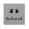 Stainless Steel Earring Studs, So Loved, Black Cats