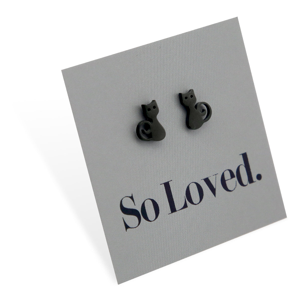 Stainless Steel Earring Studs, So Loved, Black Cats 
