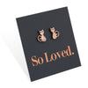 Stainless Steel Earring Studs, So Loved, Rose Gold Cats