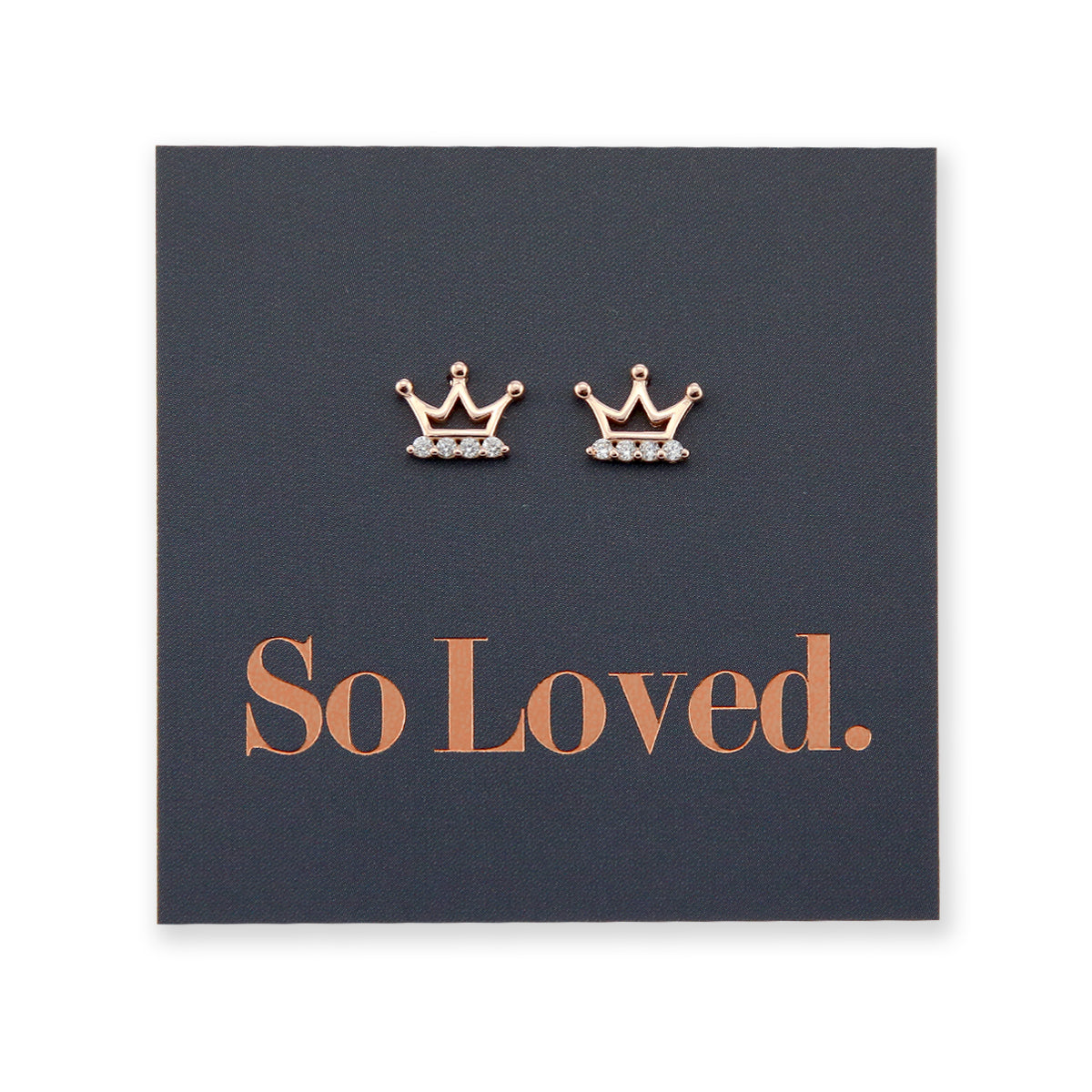 Regal Crown Studs - Rose Gold Sterling Silver + CZ - So Loved (8909-F)