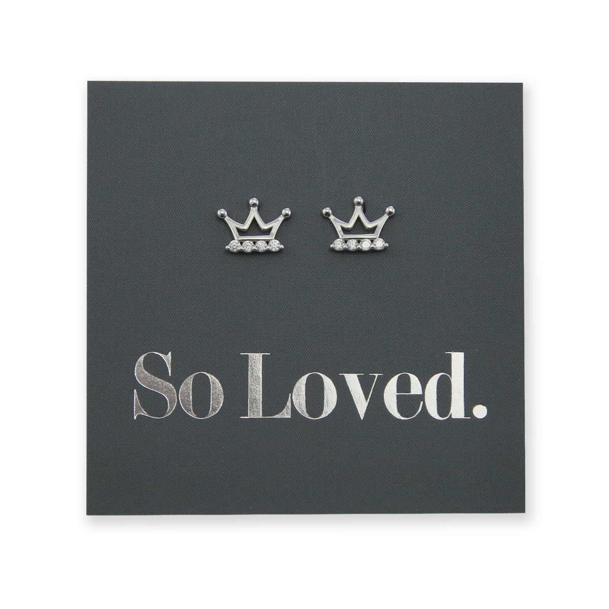 Regal Crown Studs - Sterling Silver + CZ - So Loved (8904-F)