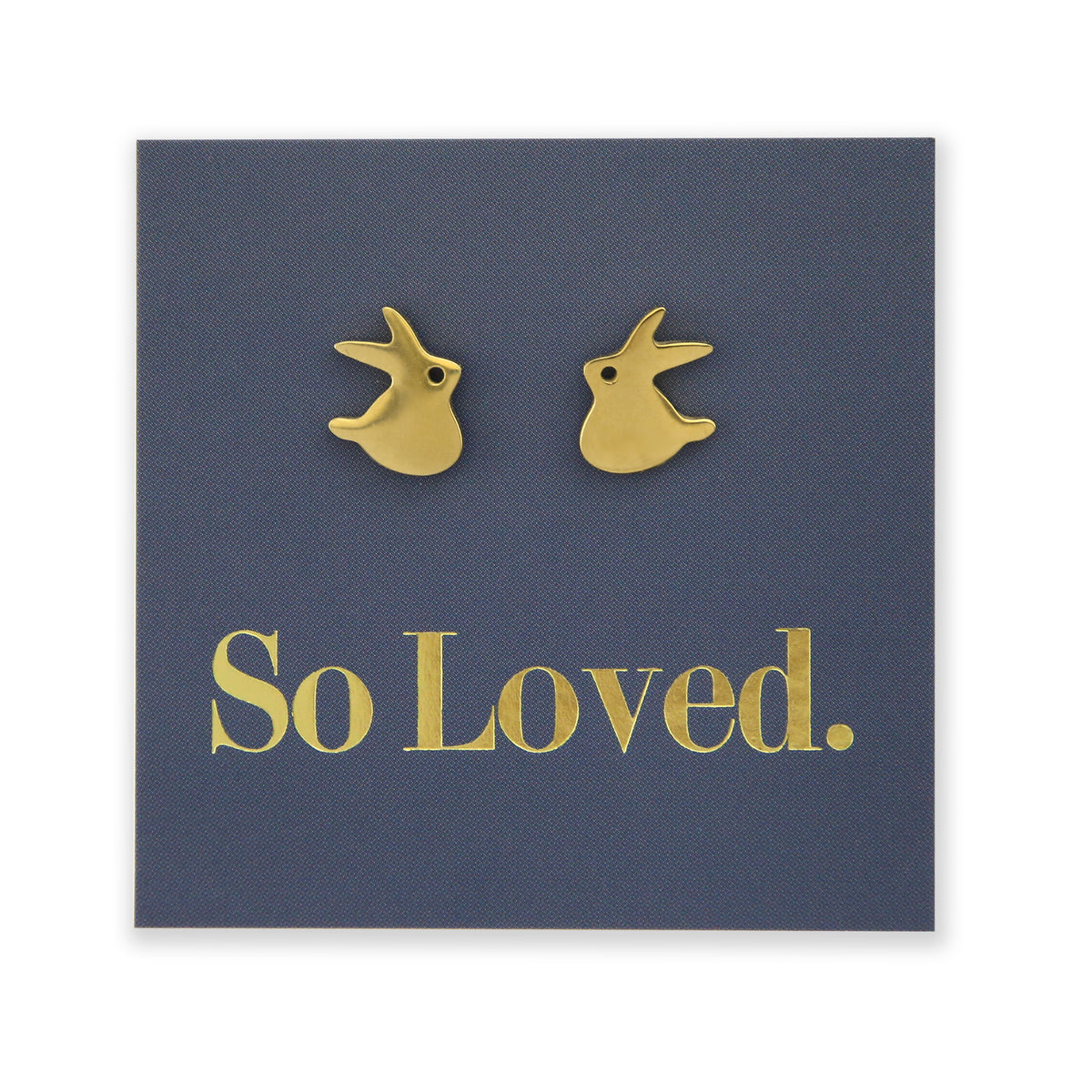 Stainless Steel Earring Studs - So Loved - CUTE BUNNY RABBITS
