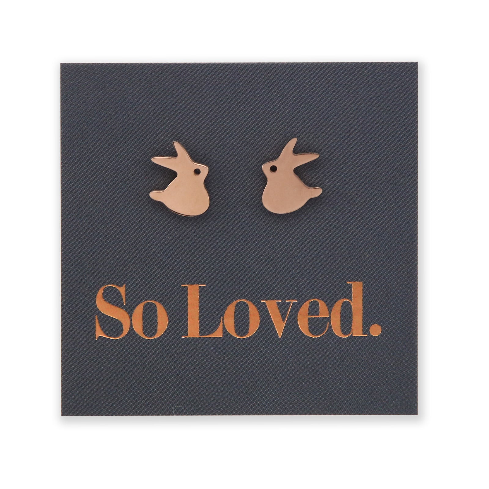 Stainless Steel Earring Studs - So Loved - CUTE BUNNY RABBITS