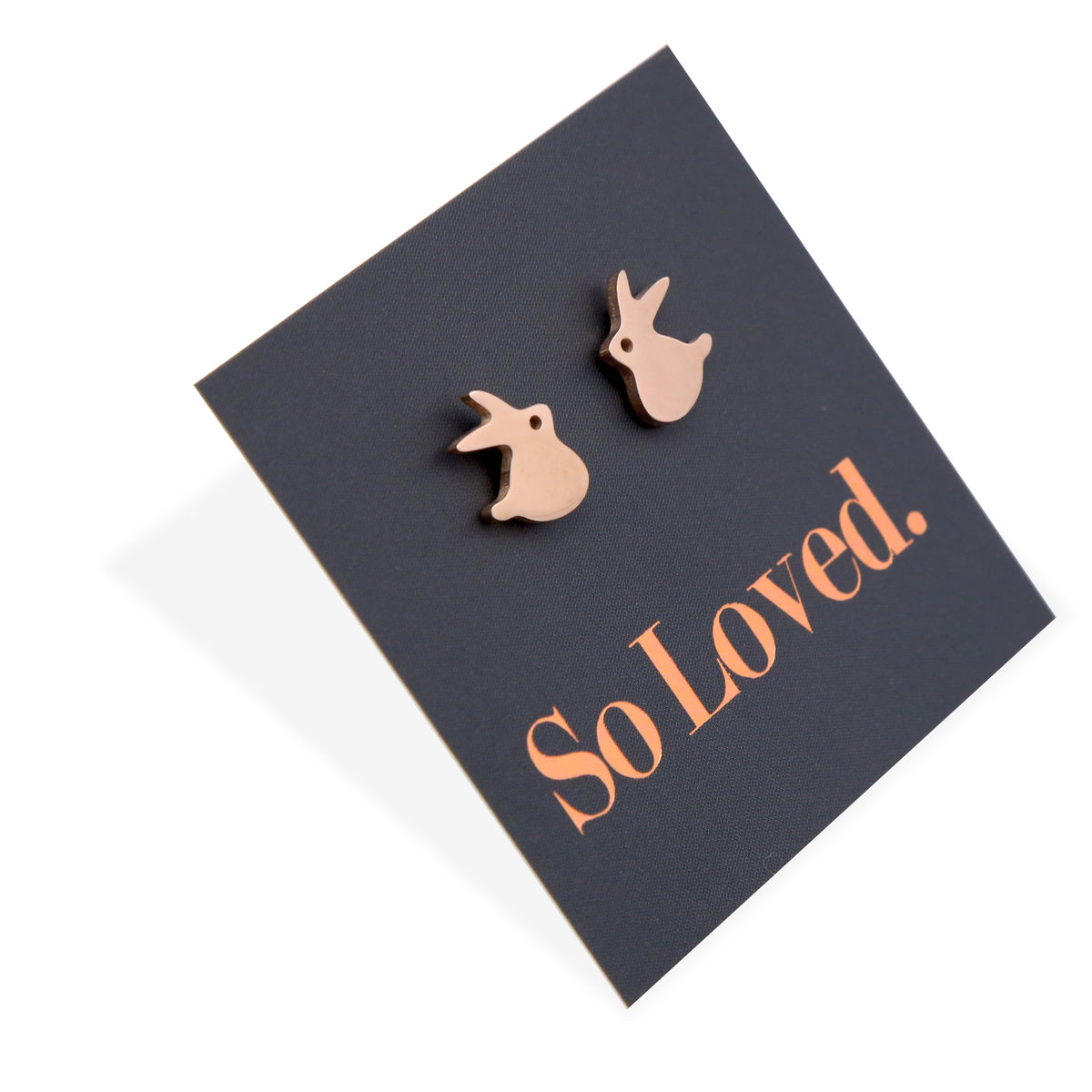 Stainless Steel Earring Studs - So Loved - CUTE BUNNY RABBITS