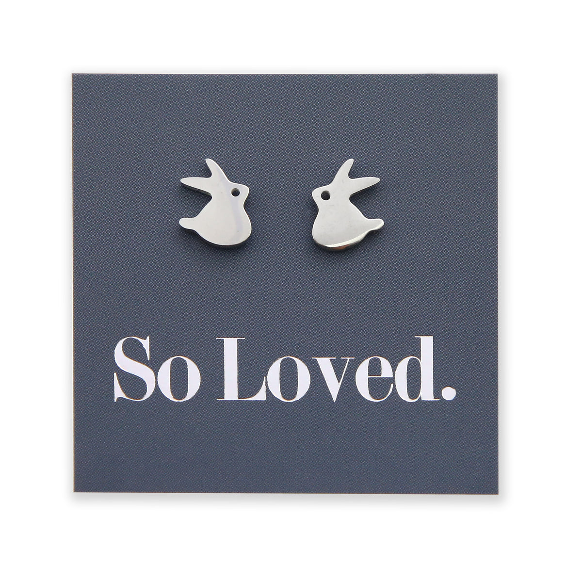 Stainless Steel Earring Studs - So Loved - CUTE BUNNY RABBITS