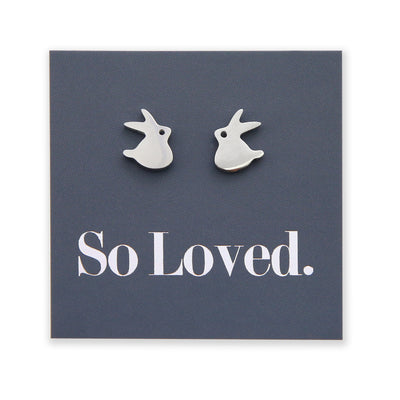 Stainless Steel Earring Studs - So Loved - CUTE BUNNY RABBITS