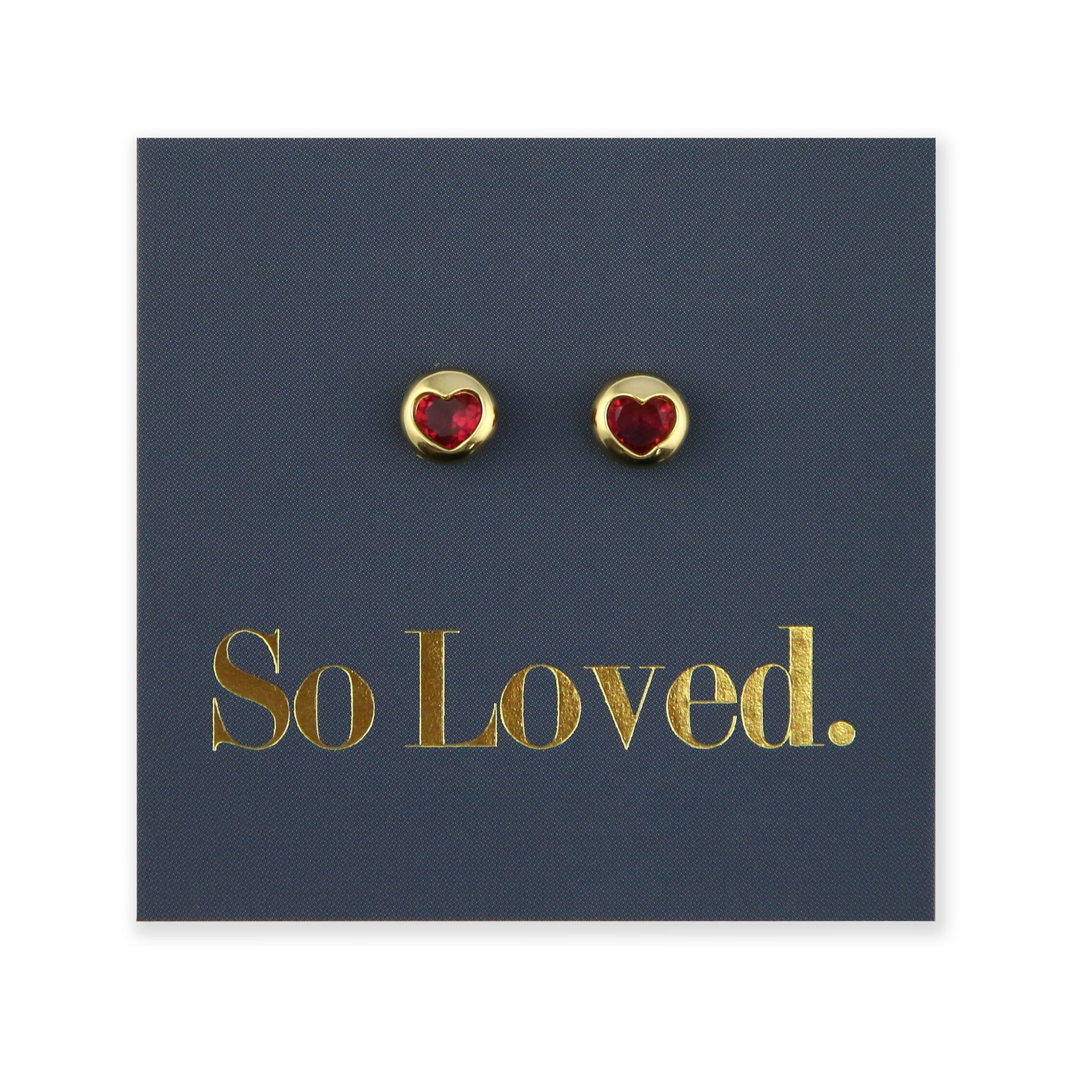 Ruby Hearts Studs - Gold Sterling Silver - So Loved (8317-G)