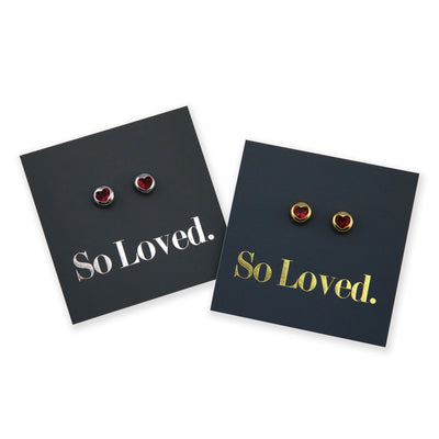 Ruby Hearts Studs - Gold Sterling Silver - So Loved (8317-G)
