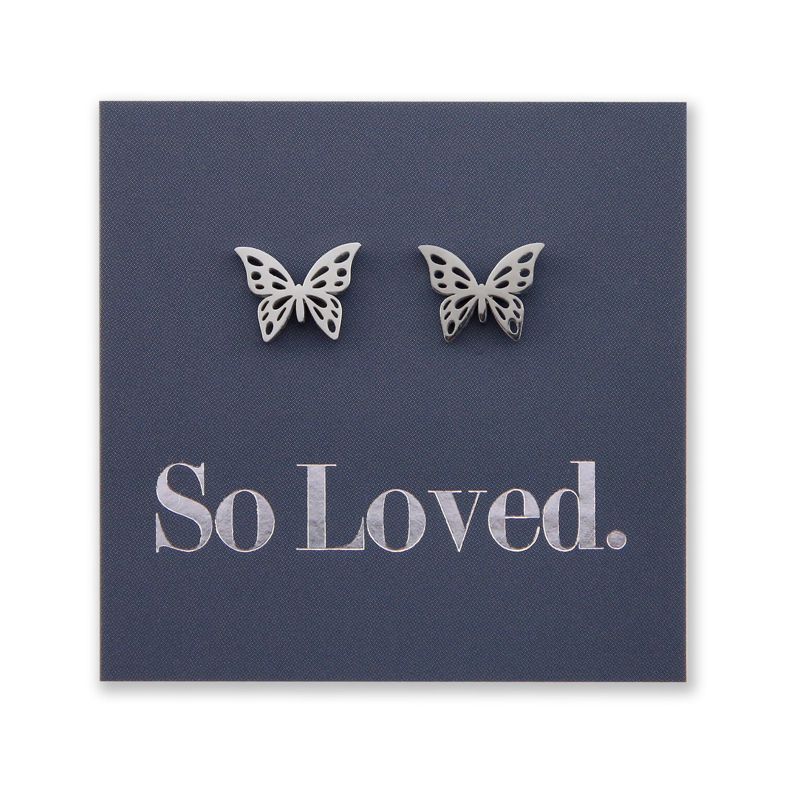 Stainless Steel Earring Studs - So Loved - BUTTERFLIES