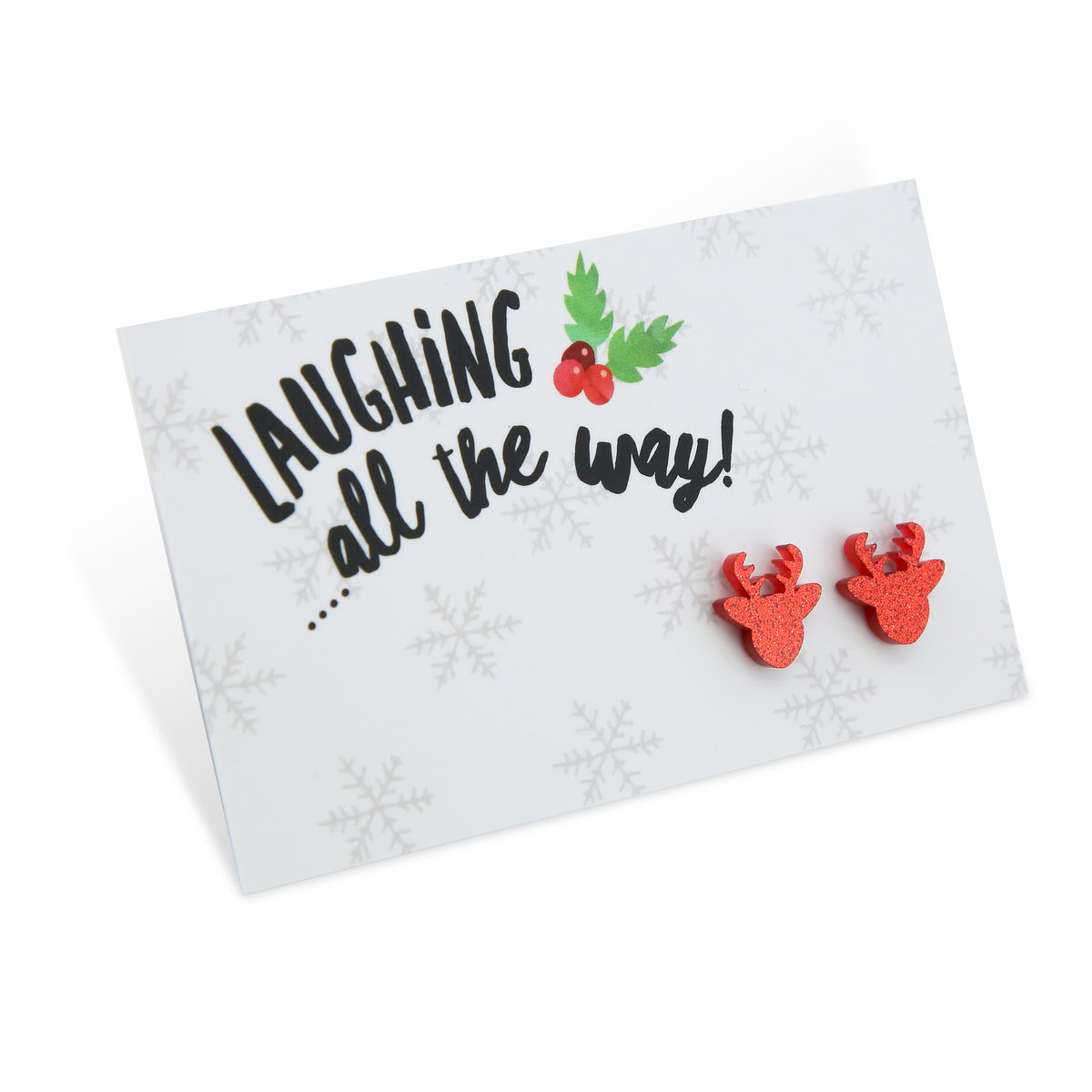 Sparkle Acrylic Studs - Laughing All The Way - Red Glitter Reindeer (10945)